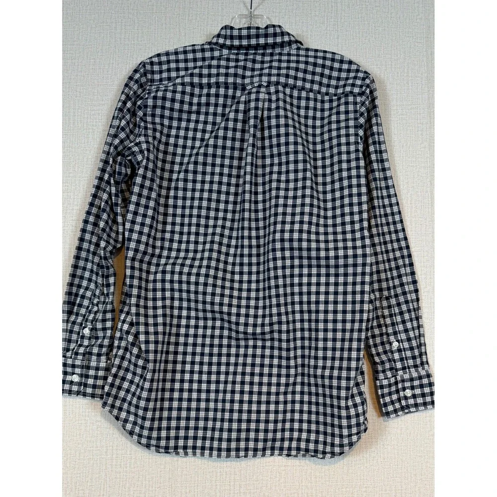 Banana Republic Soft Wash Mens XS Navy White Plaid Cotton Button Down Shirt Prep